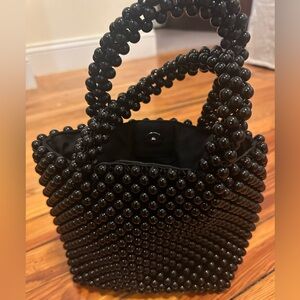 Zara Black Beaded Hand Bag